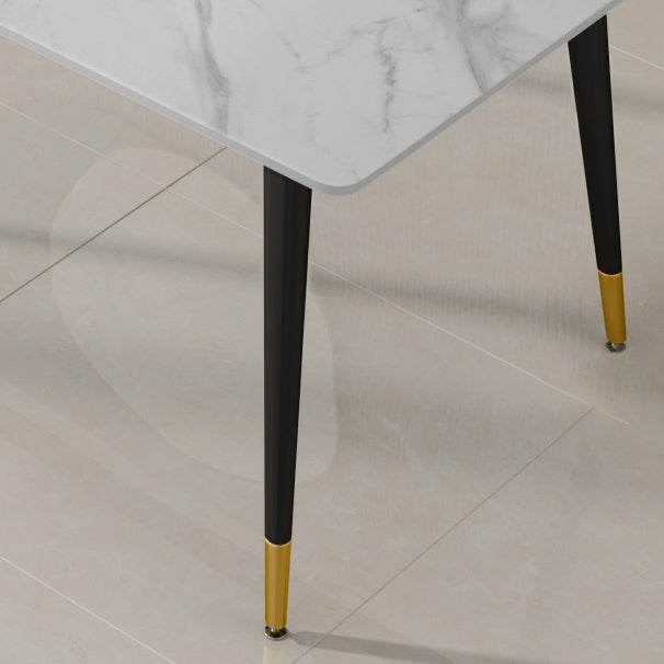 Glam Sintered Stone Küche Esstisch Weißer Küche Esstisch mit 4 Beinen Basis