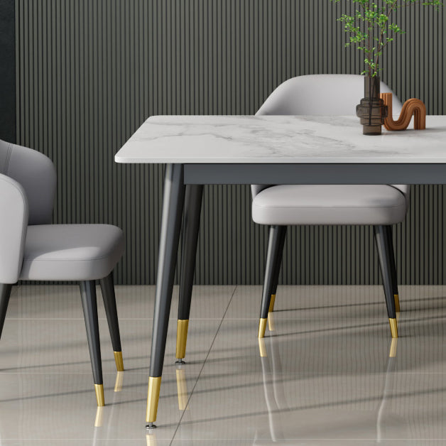 Glam Sintered Stone Küche Esstisch Weißer Küche Esstisch mit 4 Beinen Basis
