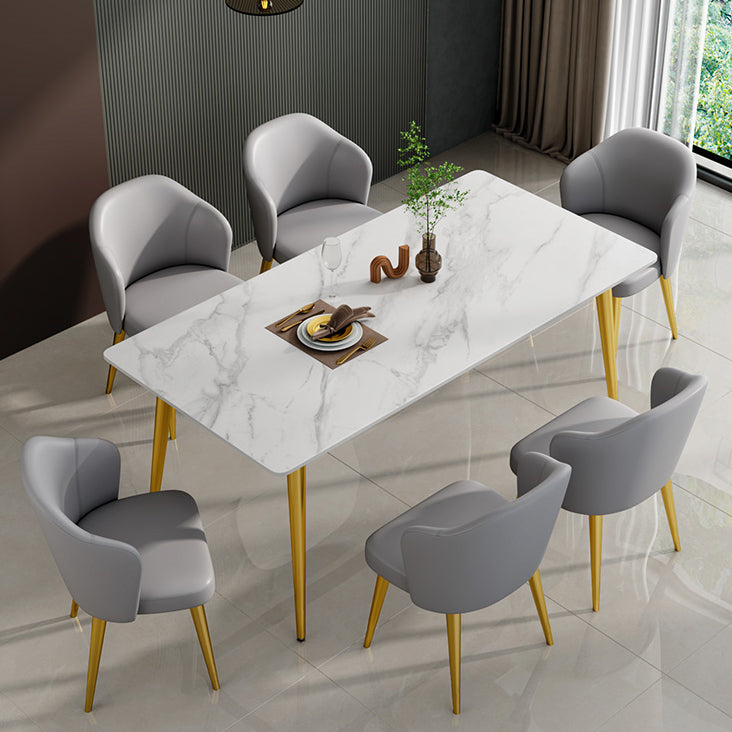 Glam Sintered Stone Küche Esstisch Weißer Küche Esstisch mit 4 Beinen Basis