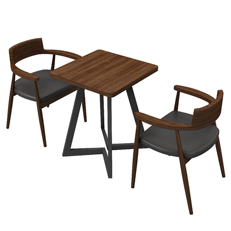 Table de salle à manger industrielle Table en bois massif avec double piédestal noir