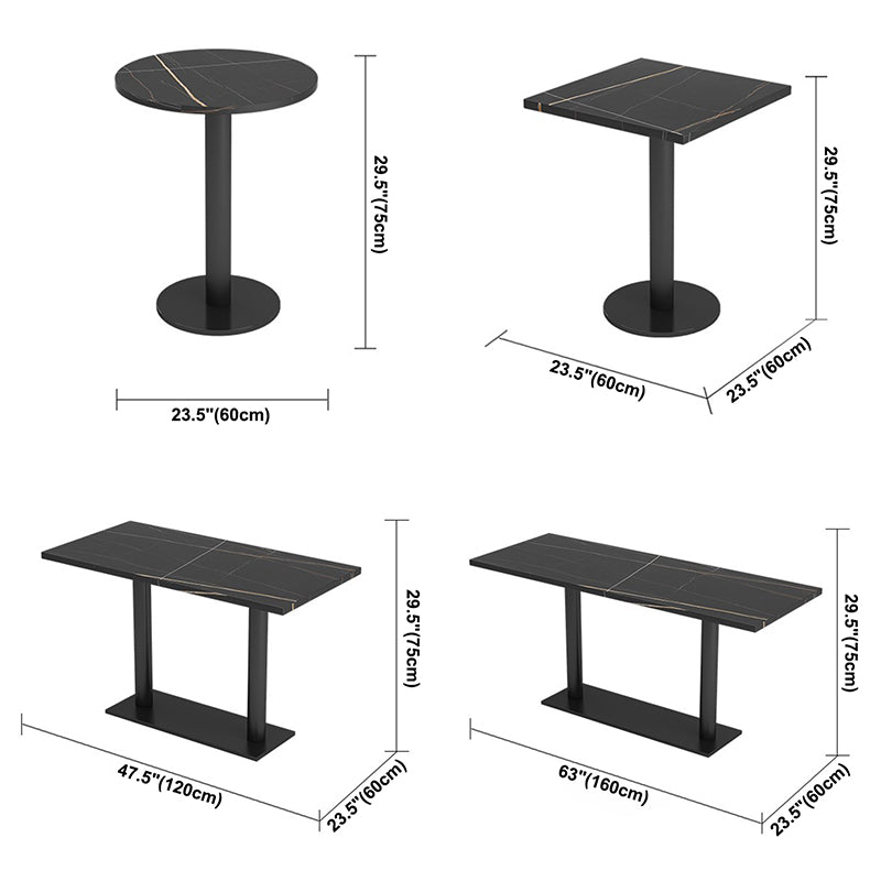 Stile industriale Sinterizzato Stone Stone Sala Tavolo da cucina Black Tavolo con cornice nera