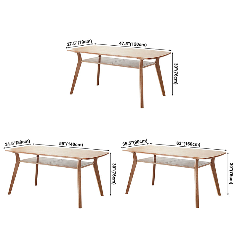 Storage Oak Wood Dining Table in Nature Rectangle Kitchen Table with 4 Legs