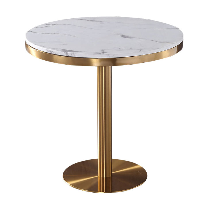 Luxury Style Marble Scratch Resistant Dining Table Single Pedestal Base Round Table for Home