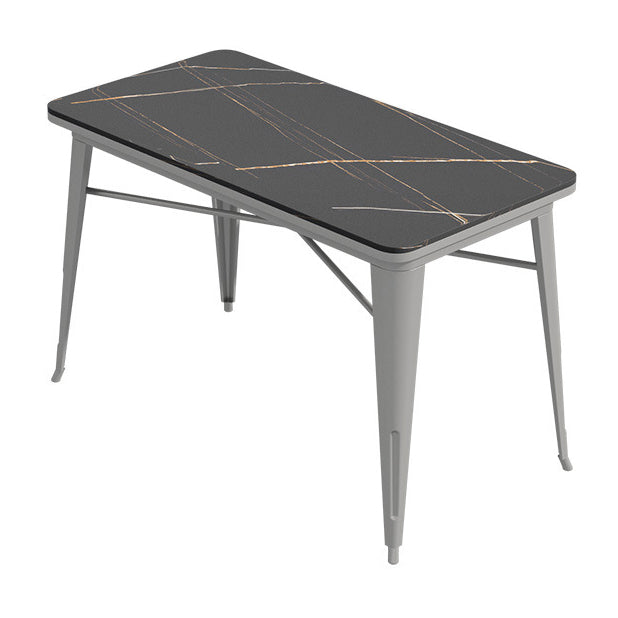 Industrial Sintered Stone Dinner Room Kitchen Table Black Table with Grey Frame for Dining Room