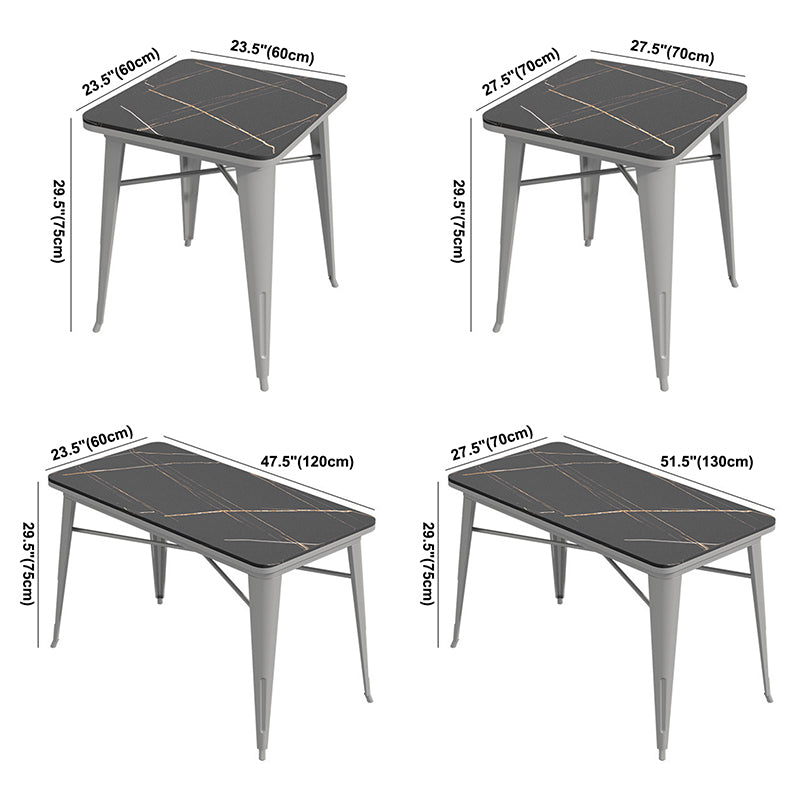 Industrial Sintered Stone Dinner Room Kitchen Table Black Table with Grey Frame for Dining Room