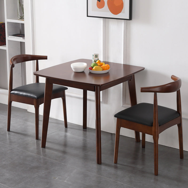 Square Holzfarbe Esstisch Industrial Solid Gummiwood 4 Beintisch für Esszimmer