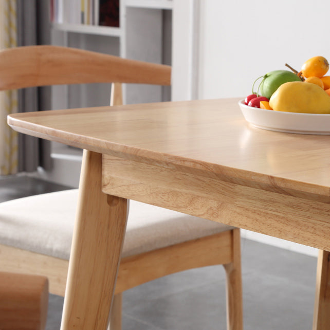 Square Holzfarbe Esstisch Industrial Solid Gummiwood 4 Beintisch für Esszimmer