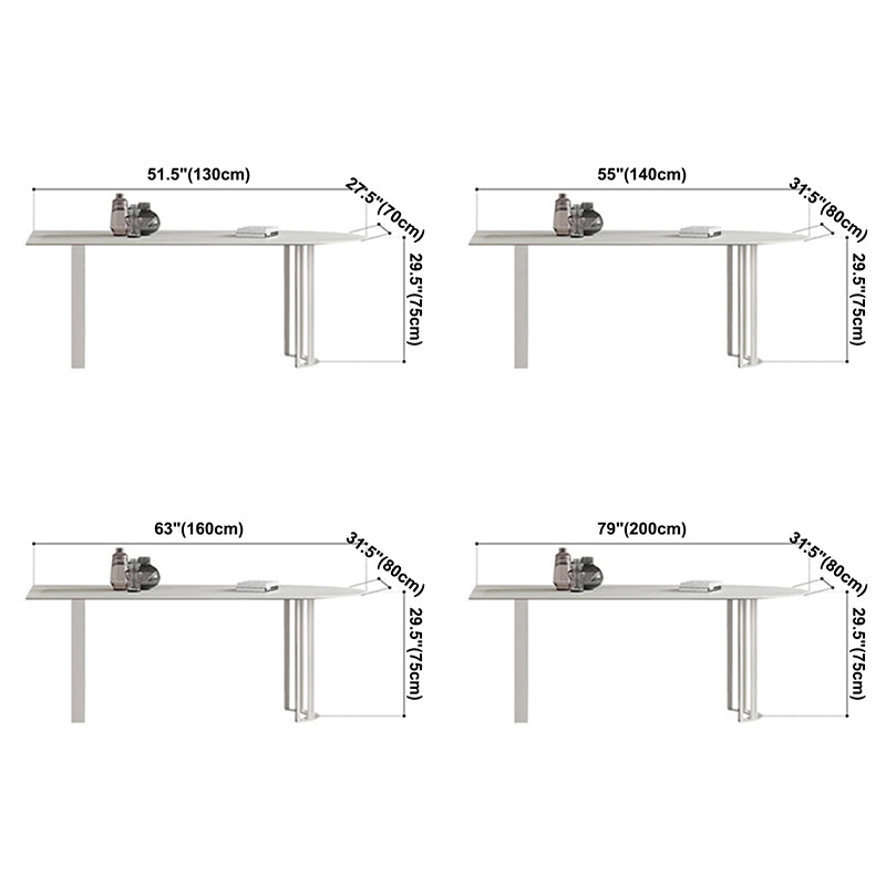 Metal Modern Double Pedestal Dining Table Sintered Stone Top Table for Dining Room and Kitchen