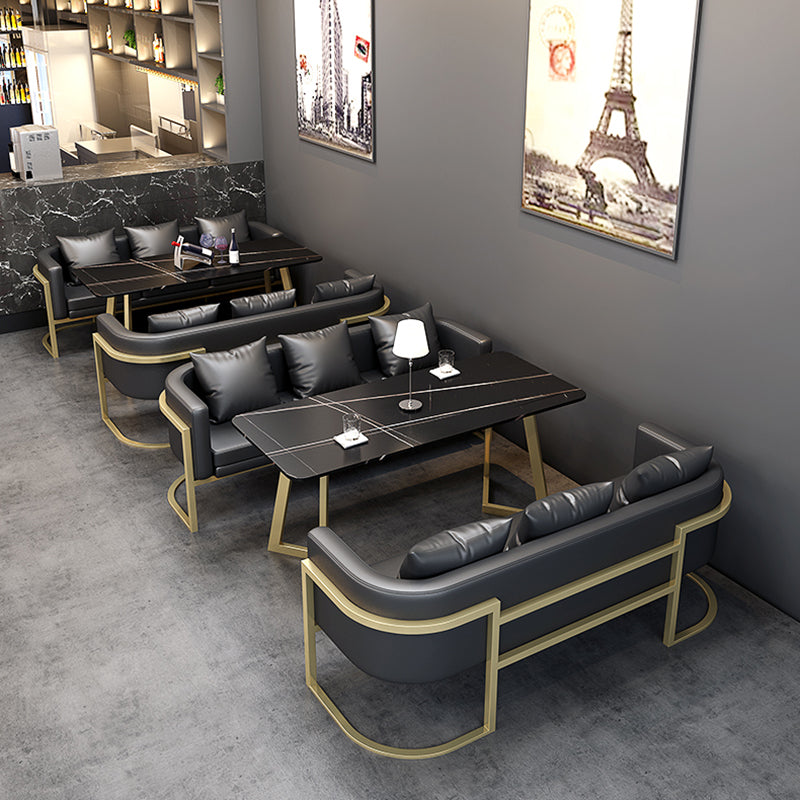 Industrial Style Sintered Stone Dinner Room Kitchen Table Black Table with Gold Frame