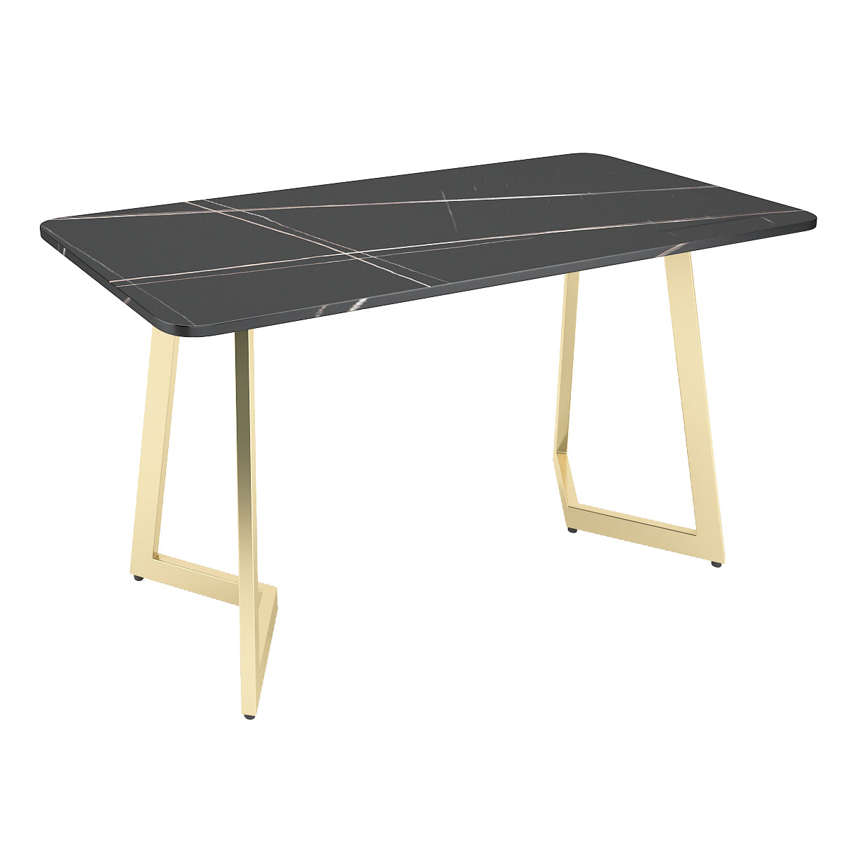 Industrial Style Sintered Stone Dinner Room Kitchen Table Black Table with Gold Frame