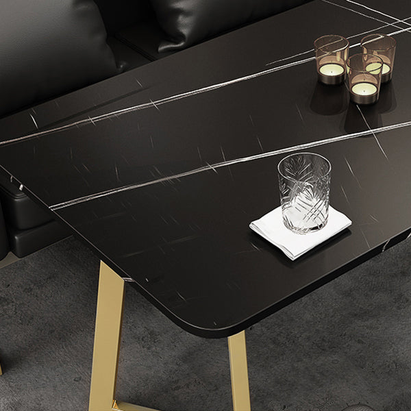 Industrial Style Sintered Stone Dinner Room Kitchen Table Black Table with Gold Frame