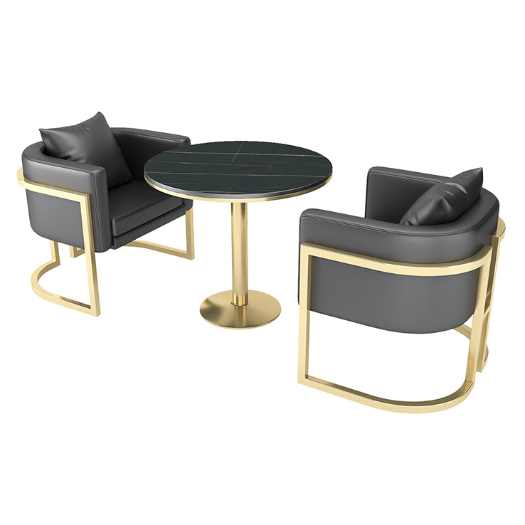 Industrial Style Sintered Stone Dinner Room Kitchen Table Black Table with Gold Frame