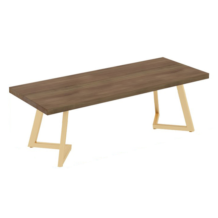 Industrial Solid Wood Dinner Room Kitchen Table Brown Table with Gold Frame for Dining Room