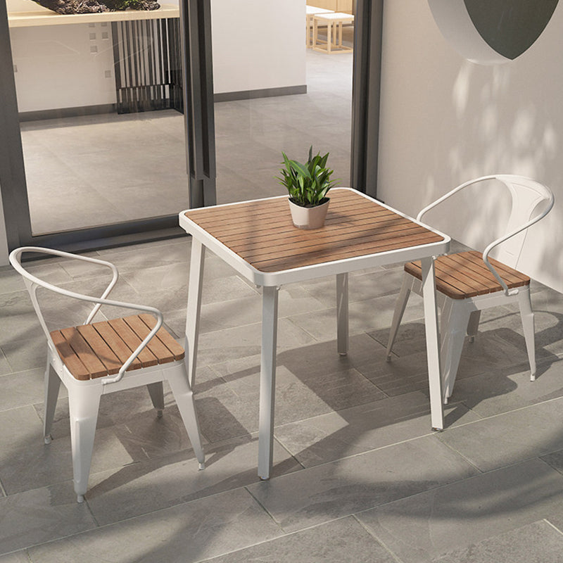 Mesa de comedor de madera maciza industrial Mesa de cocina en la naturaleza con metal 4 patas