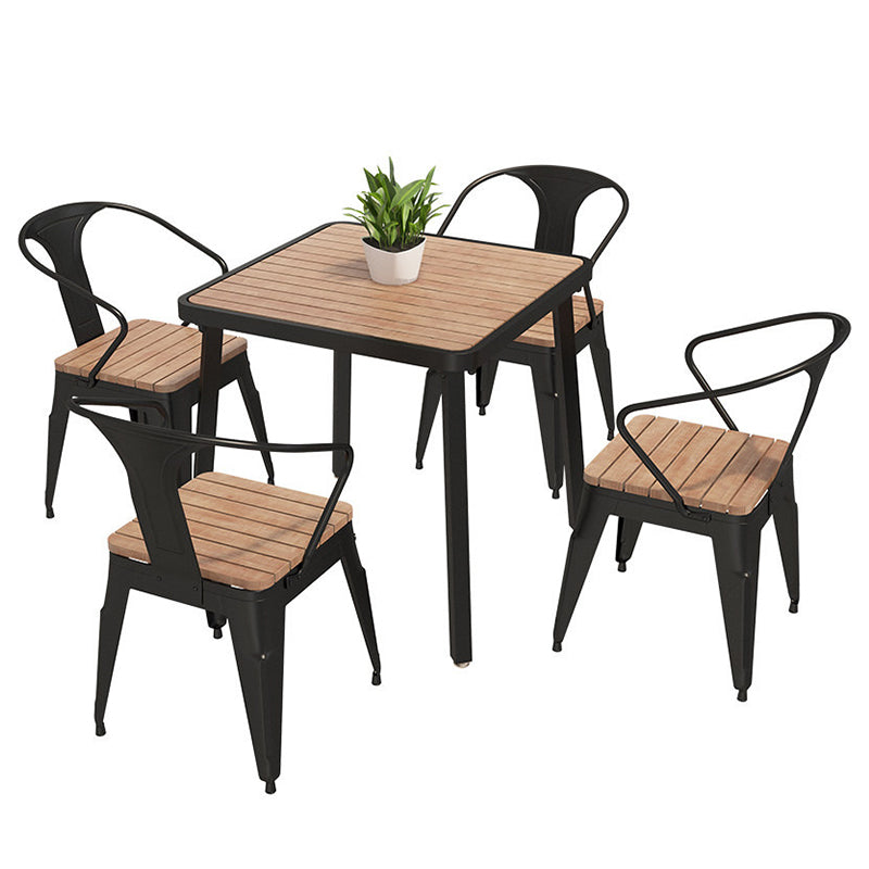 Mesa de comedor de madera maciza industrial Mesa de cocina en la naturaleza con metal 4 patas