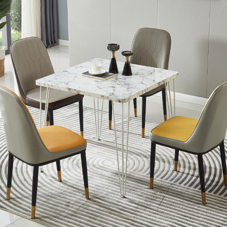 Industrial Style Sintered Stone Dining Table 4 Legs Base Square Table for Home