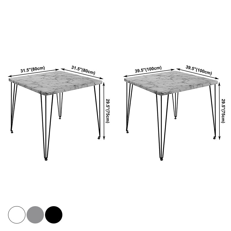 Industrial Style Sintered Stone Dining Table 4 Legs Base Square Table for Home
