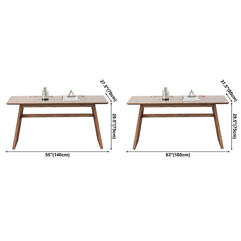 Rectangle Ash Wood Table in Walnut Contemporary Wooden Dining Table with Double Pedestal