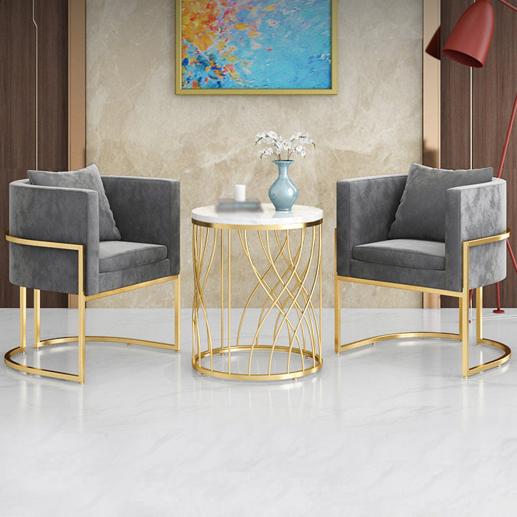 Traditional Luxury Round Dining Room Table Sintered Stone Table with Gold Pedestal Base
