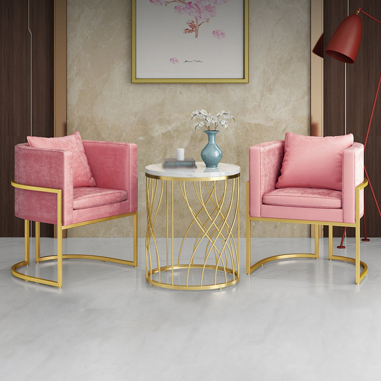 Traditional Luxury Round Dining Room Table Sintered Stone Table with Gold Pedestal Base