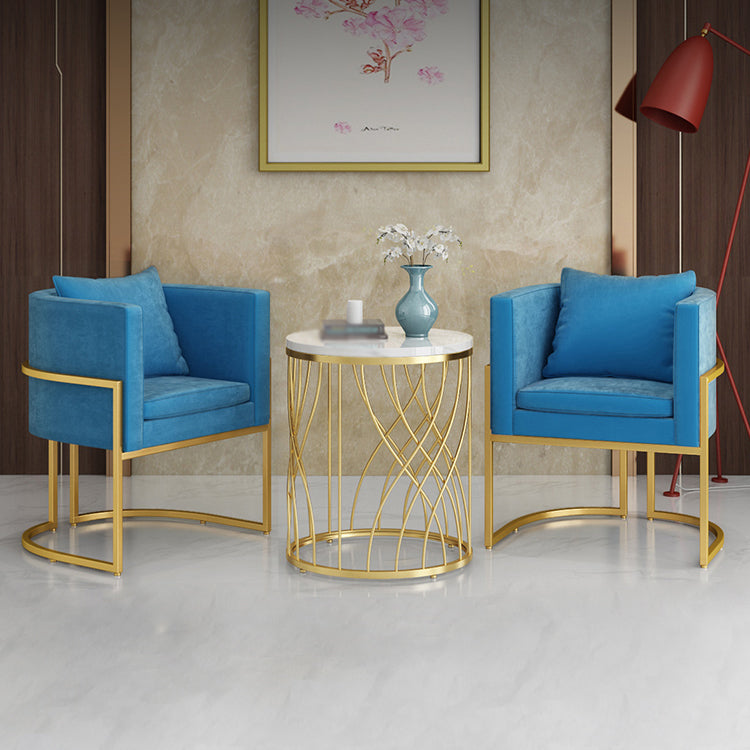 Traditional Luxury Round Dining Room Table Sintered Stone Table with Gold Pedestal Base