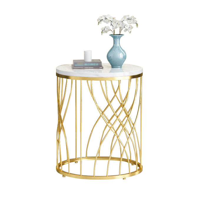Traditional Luxury Round Dining Room Table Sintered Stone Table with Gold Pedestal Base