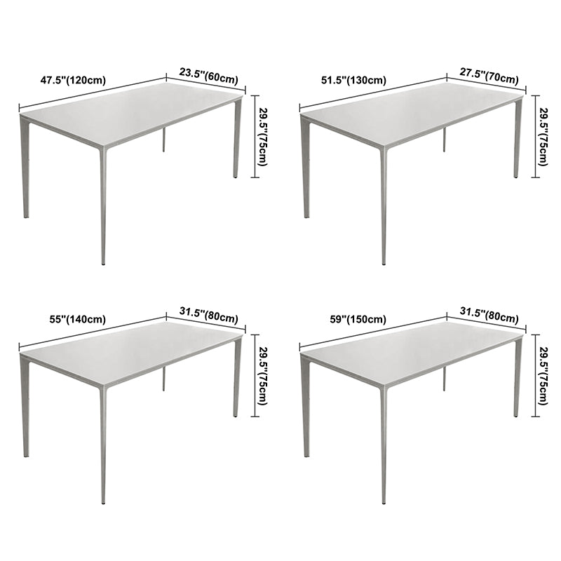 Table de salle à manger en pierre fritrée contemporaine table à manger en forme de rectangle blanc
