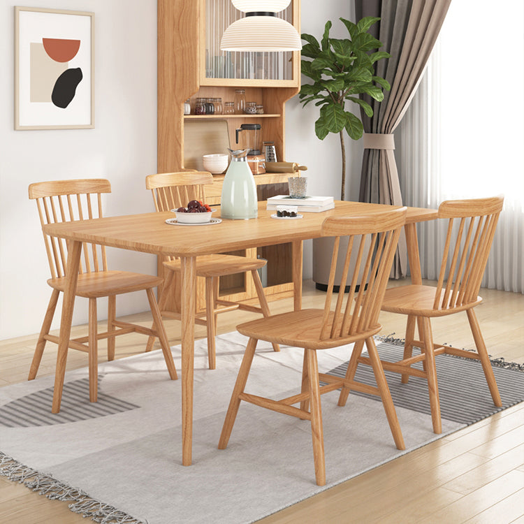 Rectangle Pine Solid Wood Table Modern Dining Table with 4 Legs, in Nature