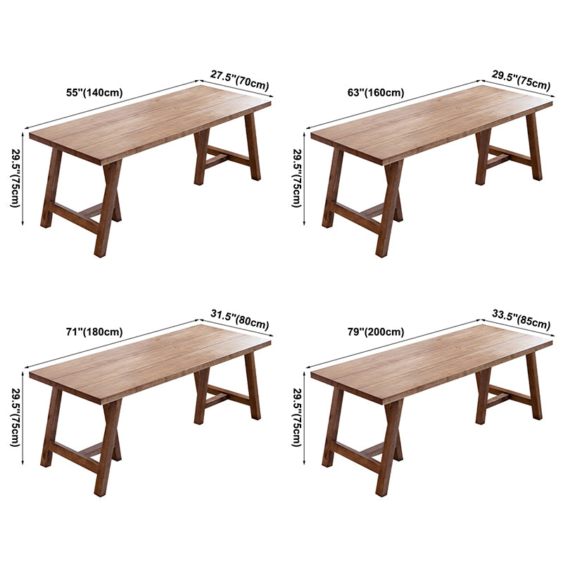 Rectangle Solid Wood Dining Table Modern Pine Table in Nature with Double Pedestal