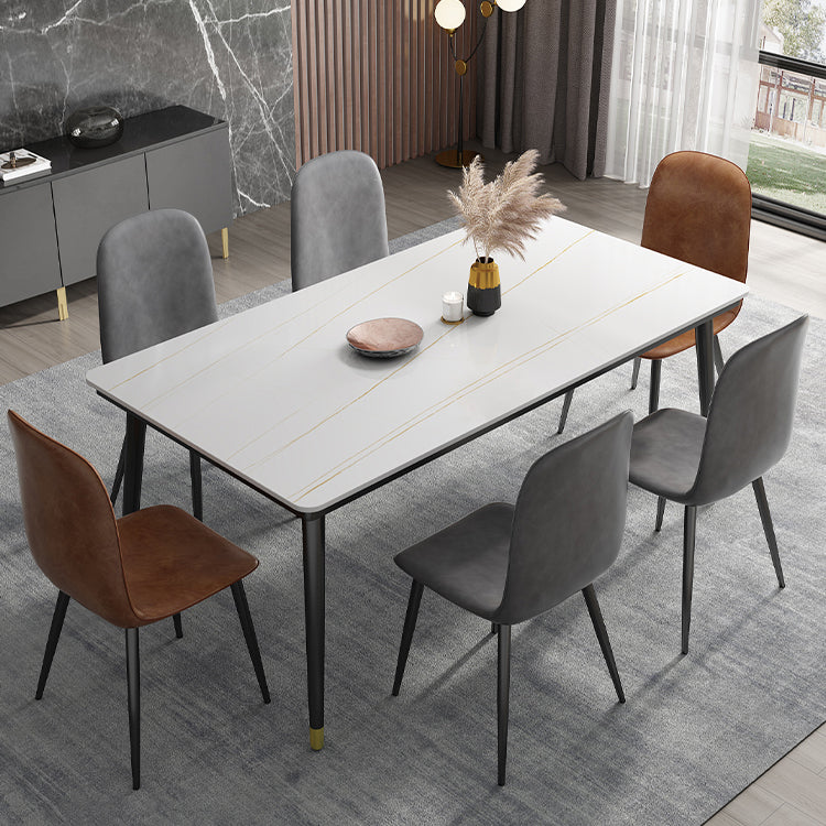 Table à manger de cuisine en pierre fritrée moderne avec base de 4 jambes avec base de 4 jambes