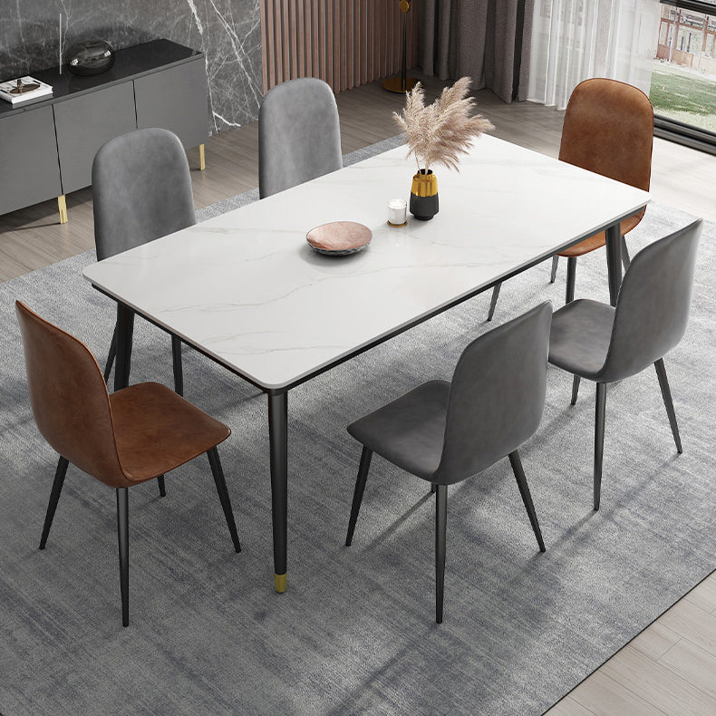 Table à manger de cuisine en pierre fritrée moderne avec base de 4 jambes avec base de 4 jambes