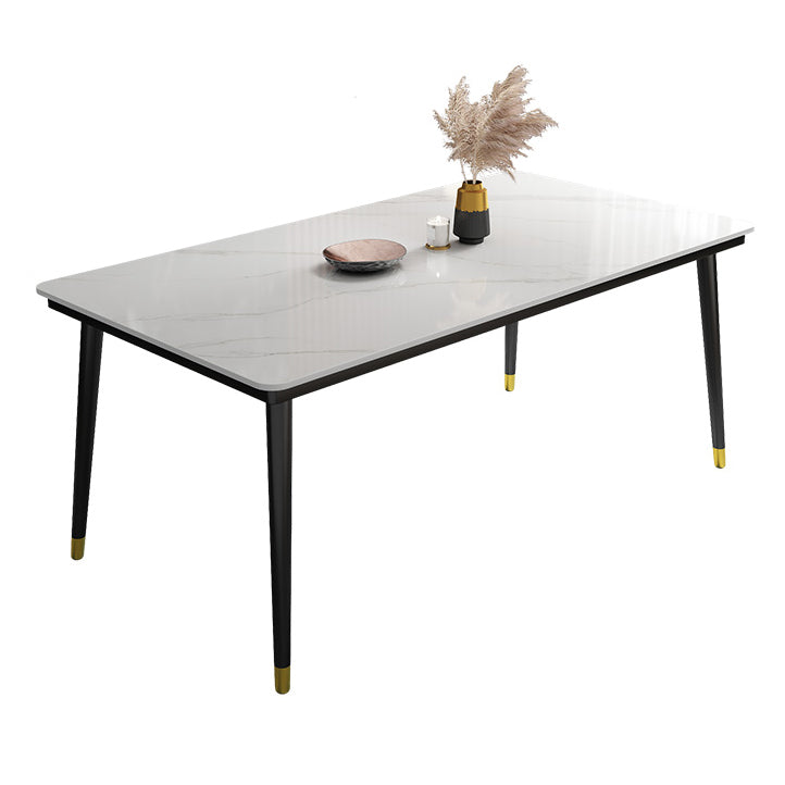 Table à manger de cuisine en pierre fritrée moderne avec base de 4 jambes avec base de 4 jambes