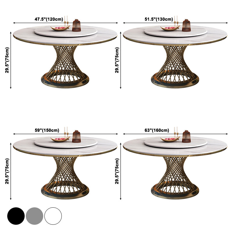 Metal Traditional Luxury Round Indoor Table Sintered Stone Table with Pedestal