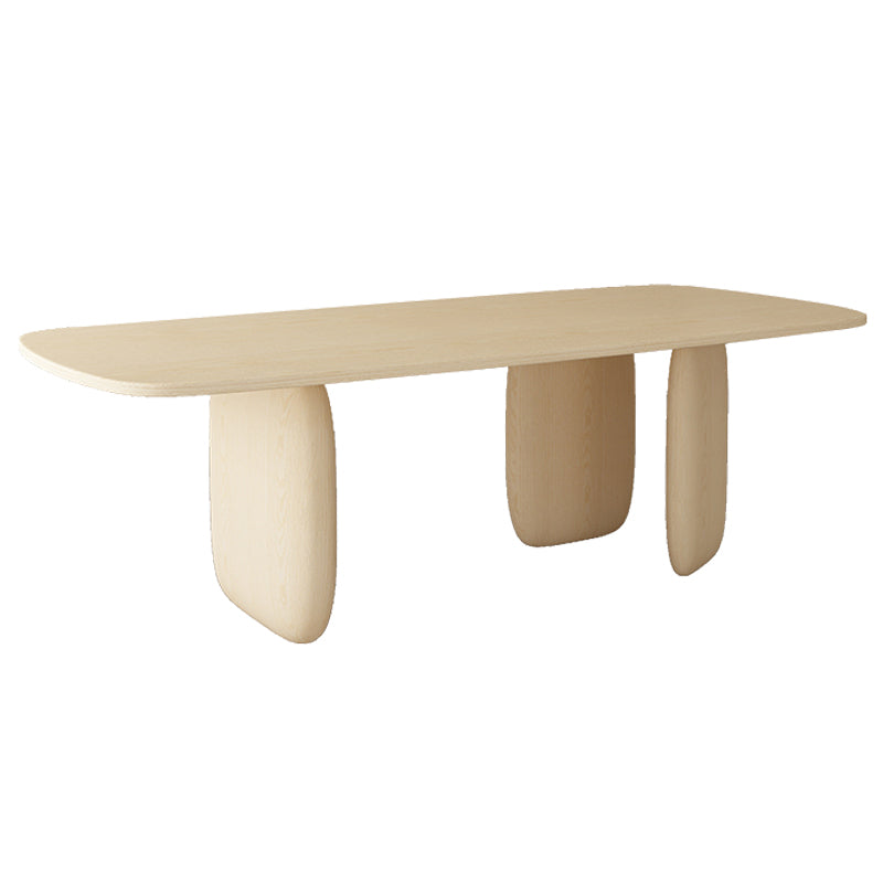 Simple Style Pine Solid Wood Dining Table 3 Legs Base Oval Table for Home