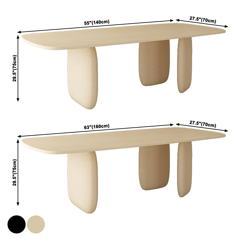 Simple Style Pine Solid Wood Dining Table 3 Legs Base Oval Table for Home