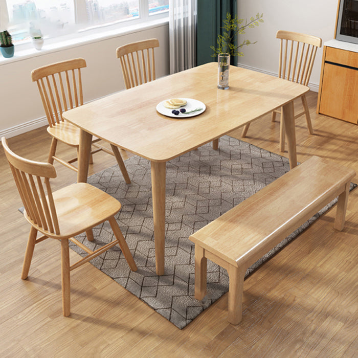 Glam Solid Wood Kitchen Dining Table Rectangle Shape Standard Dining Table with 4 Legs Base