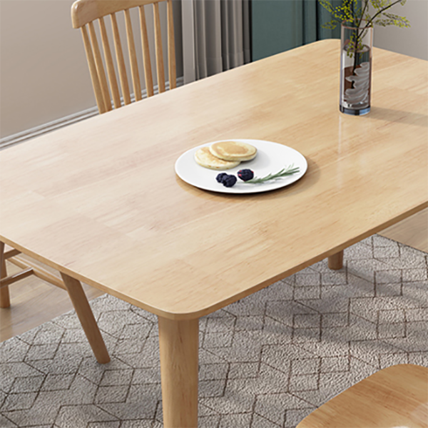 Glam Solid Wood Kitchen Dining Table Rectangle Shape Standard Dining Table with 4 Legs Base