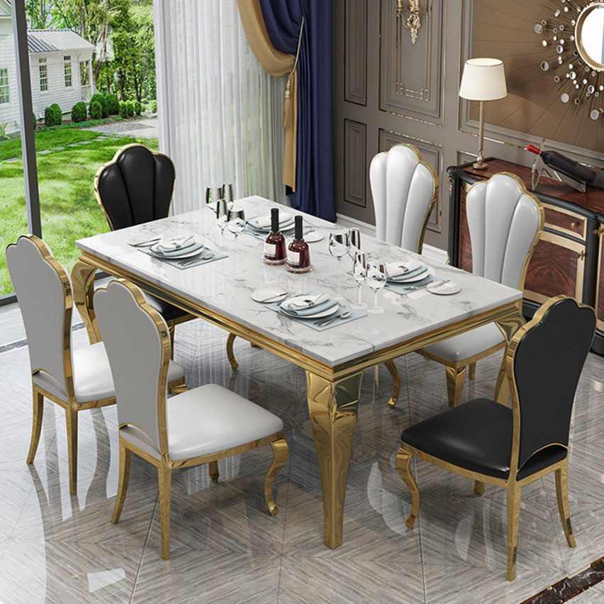 Table de luxe traditionnelle Rectangle Table à manger en acier inoxydable pour la maison