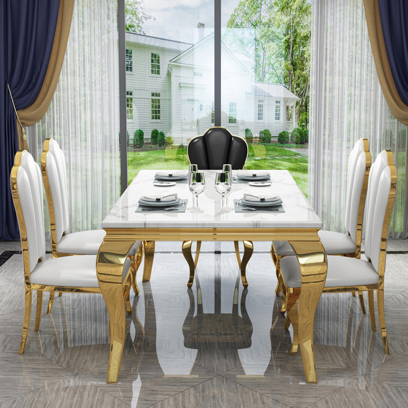 Table de luxe traditionnelle Rectangle Table à manger en acier inoxydable pour la maison