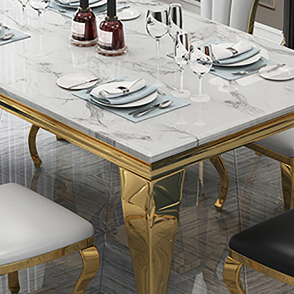 Table de luxe traditionnelle Rectangle Table à manger en acier inoxydable pour la maison