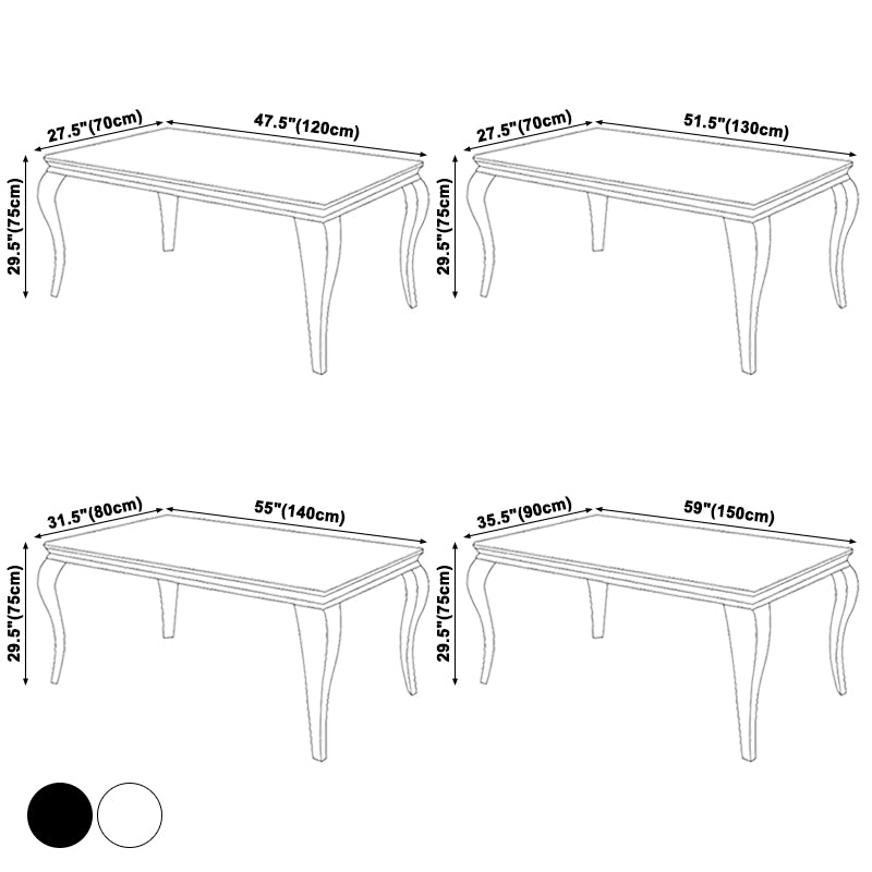 Table de luxe traditionnelle Rectangle Table à manger en acier inoxydable pour la maison