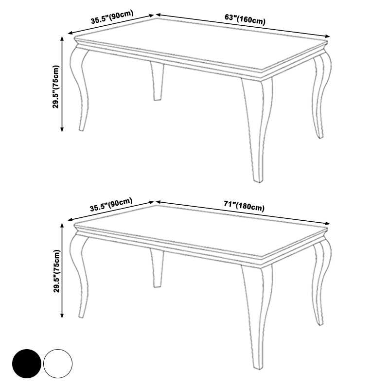 Table de luxe traditionnelle Rectangle Table à manger en acier inoxydable pour la maison