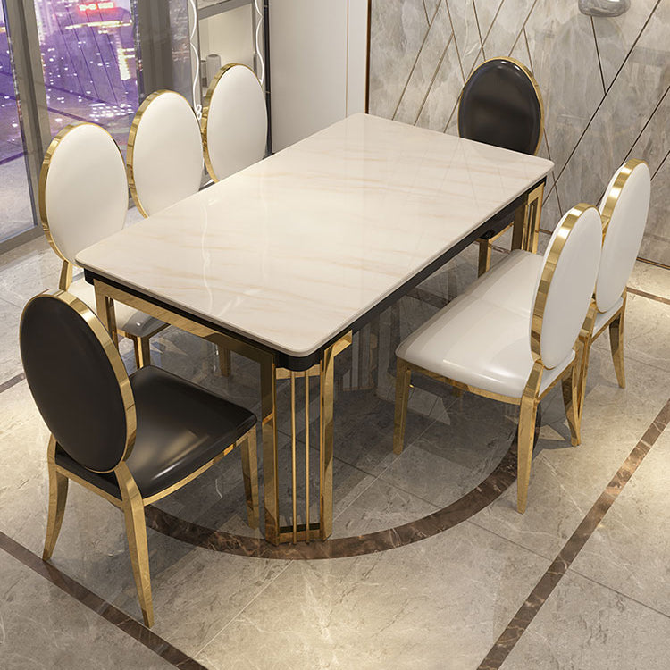 Metall traditionelles Luxus -Rechteck -Innentisch Sintered Stone Tisch mit Beinen