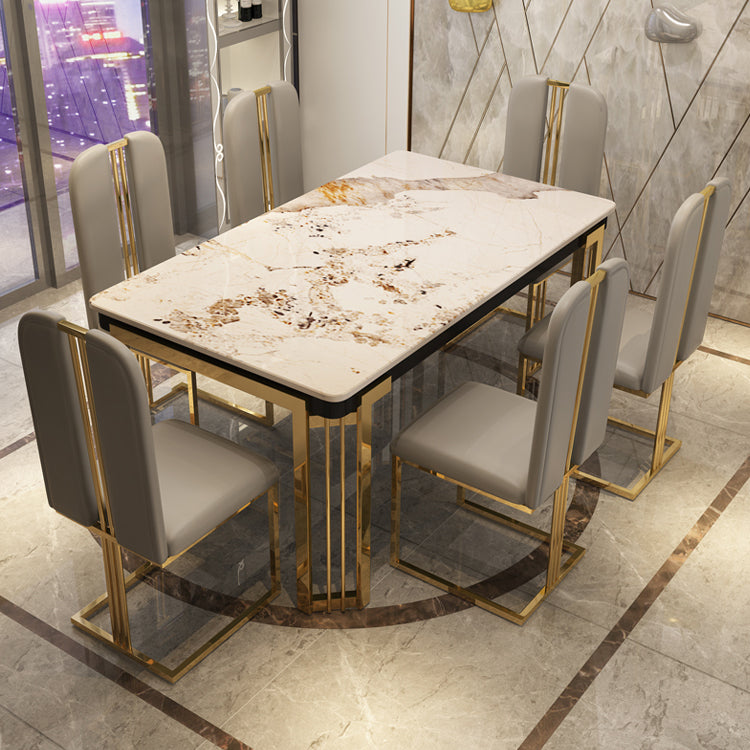 Metall traditionelles Luxus -Rechteck -Innentisch Sintered Stone Tisch mit Beinen