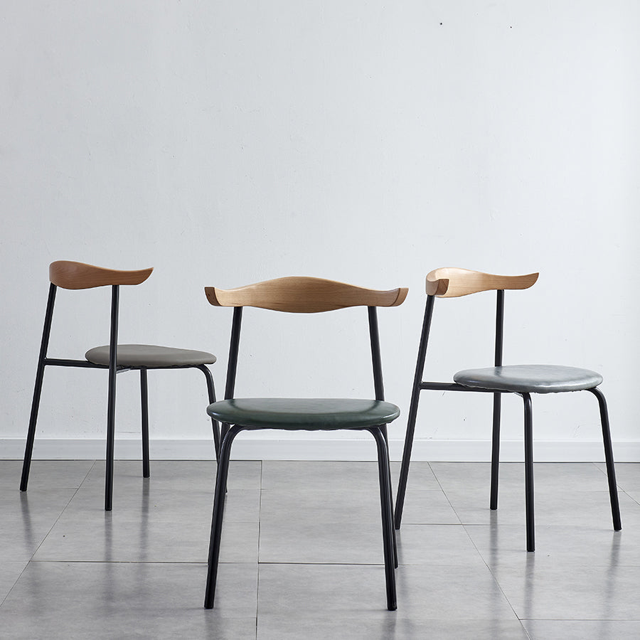Chaises sans bras de salle à manger contemporaines en métal, chaise latérale de salle à manger à dossier ouvert pour restaurant