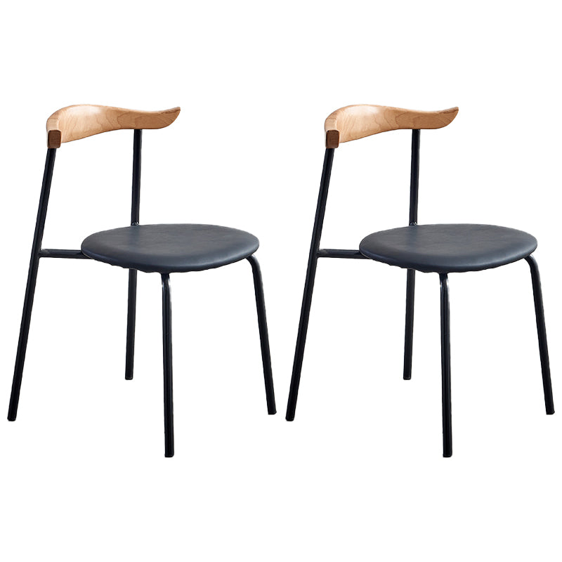 Chaises sans bras de salle à manger contemporaines en métal, chaise latérale de salle à manger à dossier ouvert pour restaurant