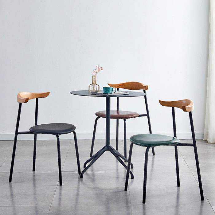 Chaises sans bras de salle à manger contemporaines en métal, chaise latérale de salle à manger à dossier ouvert pour restaurant
