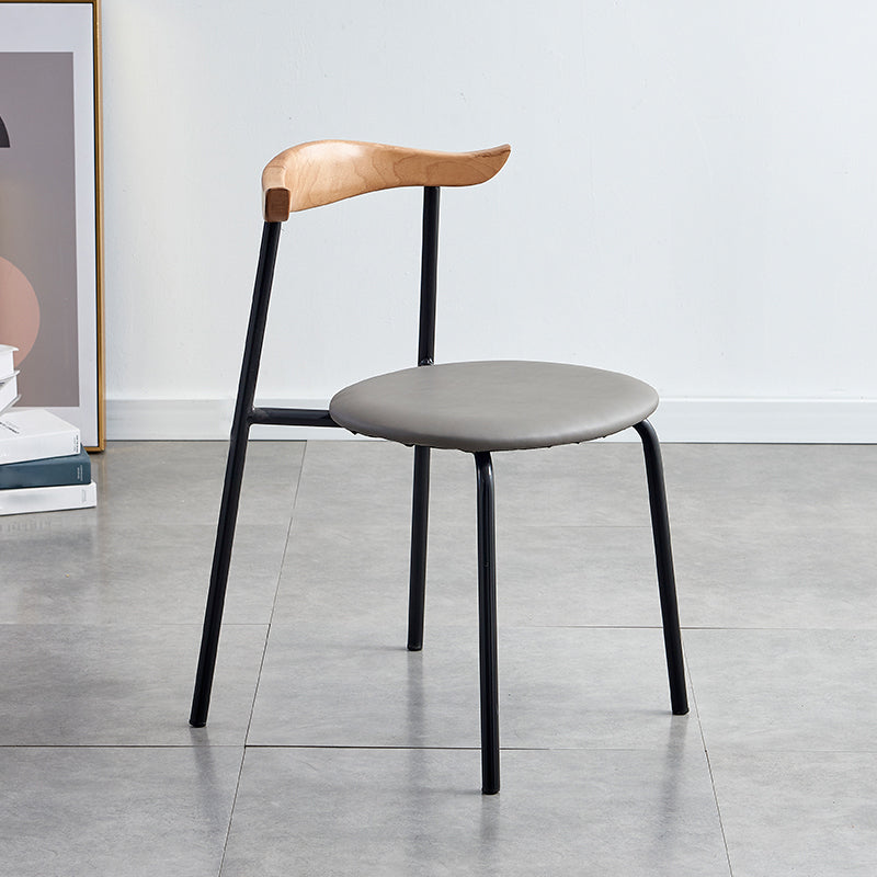 Chaises sans bras de salle à manger contemporaines en métal, chaise latérale de salle à manger à dossier ouvert pour restaurant