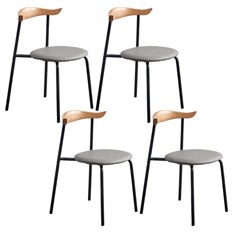 Chaises sans bras de salle à manger contemporaines en métal, chaise latérale de salle à manger à dossier ouvert pour restaurant