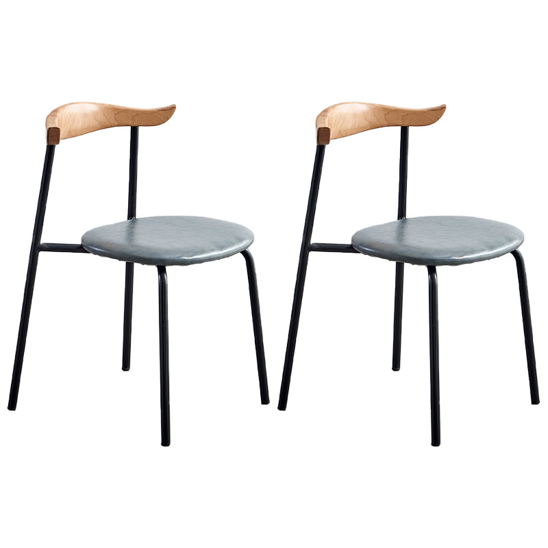Chaises sans bras de salle à manger contemporaines en métal, chaise latérale de salle à manger à dossier ouvert pour restaurant